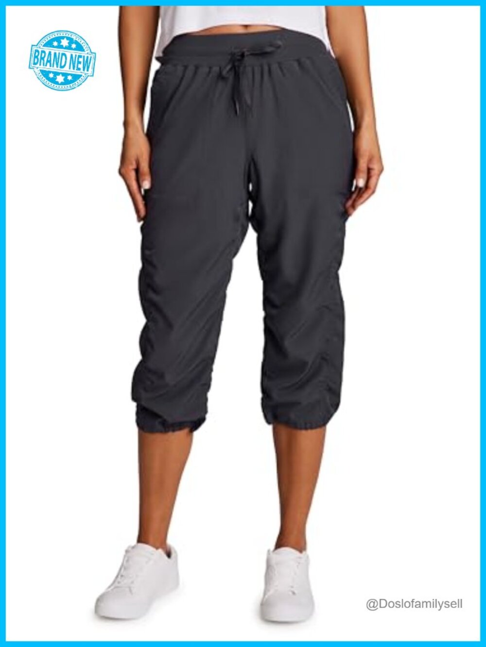 Women's Active Capri Joggers Lightweight Drawstring Cropped Sweatpants